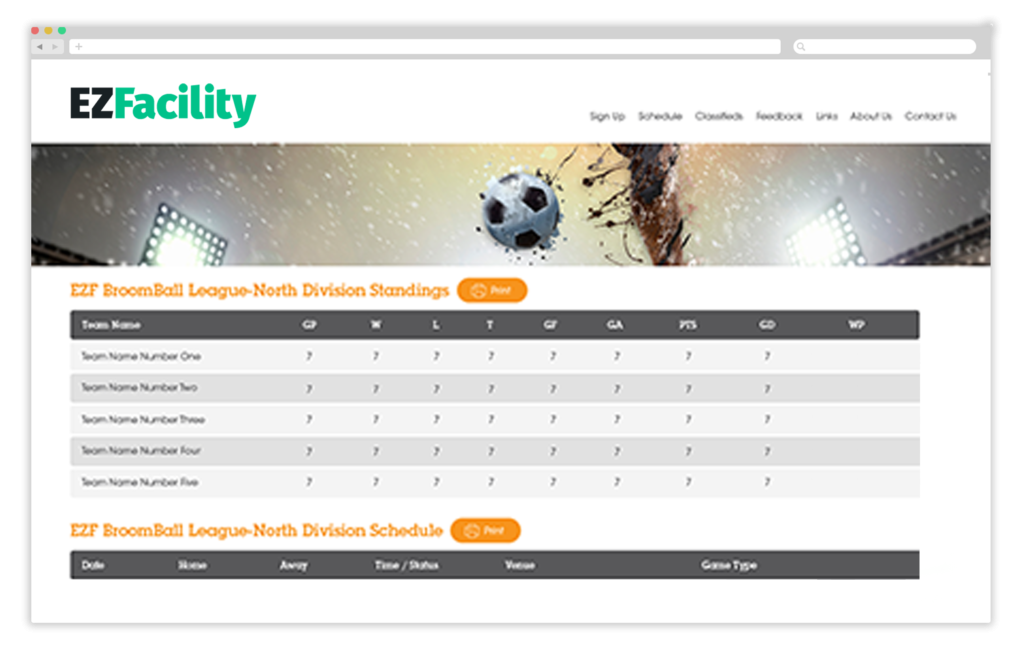 EZLeague Public Website EZLeague Public Website